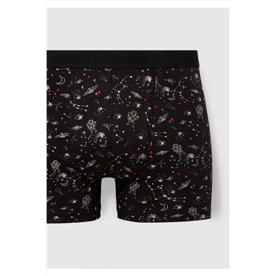 Mavi Galaksi Baskılı Siyah Boxer 092084-900
