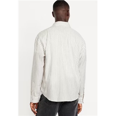 Textured-Stripe Western Pocket Shirt