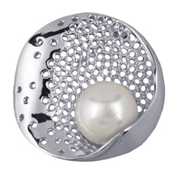 Брошь (Майорка 16мм белая; покрытие родий), Есть комплект