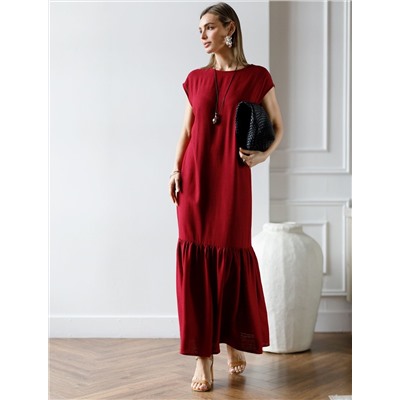 Платье с воланом изо льна с вискозой