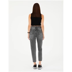 Antrasit Mom High Waist Fit Jean Pantolon