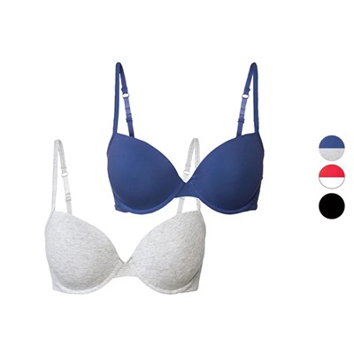 esmara® Damen Bügel BHs, 2 Stück, mit gepaddeten Cups