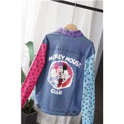 Женская джинсовая куртка Disne*y 😍  Яркая , с контрастными рукавами, нашивками свободного кроя  Оригинал, экспорт