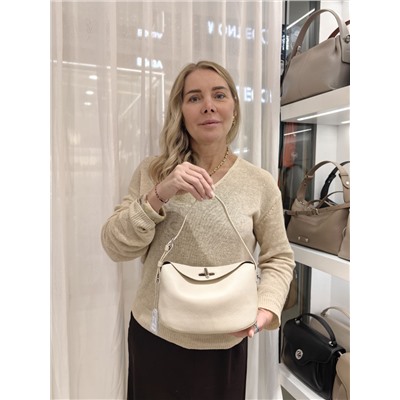 сумка женская натуральная кожа  арт. 7201 размер 24*12*15см Молочный