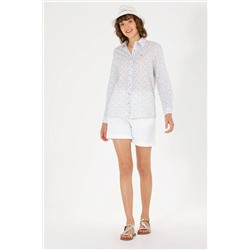 Kadın Beyaz Dokuma Şort