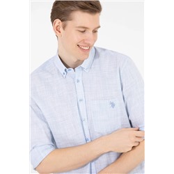 Erkek Mavi Uzun Kollu Gömlek