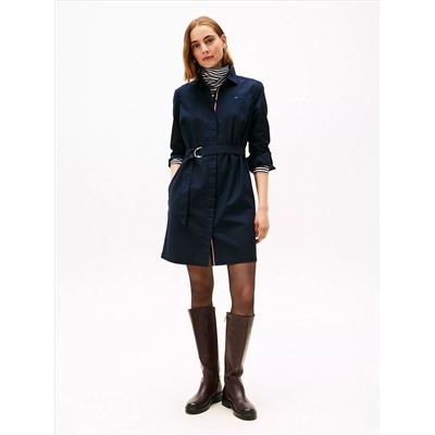 Long-Sleeve Belted Oxford Shirtdress