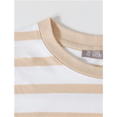 Свободная футболка в широкую полоску из премиального хлопка с эластаном