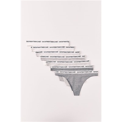 Pack 7 tangas algodón logo rayas