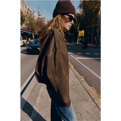 CHAQUETA BOMBER EFECTO ANTE