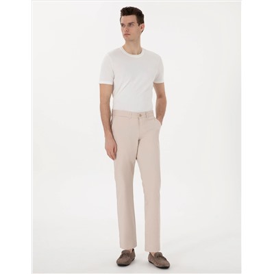 Bej Regular Fit Basic Kanvas Pantolon