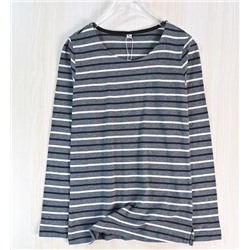 Женская хлопковая полосатая футболка с круглым вырезом