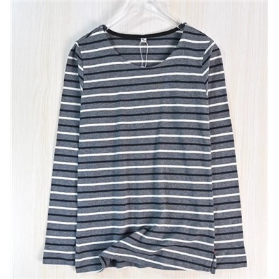 Женская хлопковая полосатая футболка с круглым вырезом