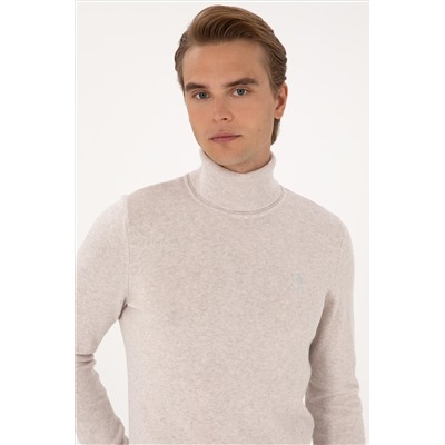 Erkek Slim Fit Boğazlı Yaka Taş Basic Kazak