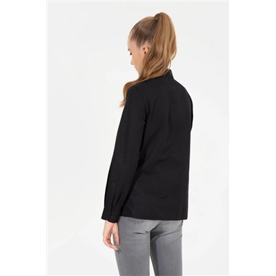 Kadın Siyah Uzun Kollu Basic Gömlek