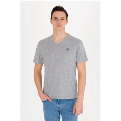 Erkek Gri Melanj Basic V Yaka Tişört