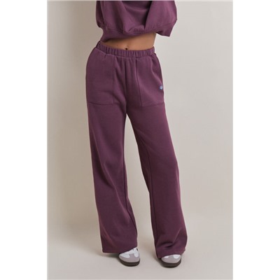 Pantalón flare felpa algodón vino