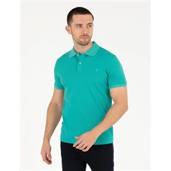 Yeşil Slim Fit Polo Yaka Merserize Tişört