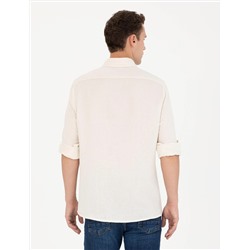 Ekru Regular Fit Uzun Kollu Gömlek