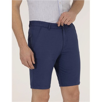 İndigo Slim Fit Keten Karışımlı Beli Lastikli Bermuda Şort