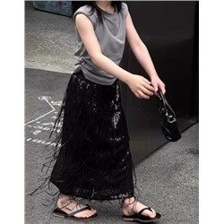 Юбка макси с пайетками и кисточками для девочек. Летняя новинка!