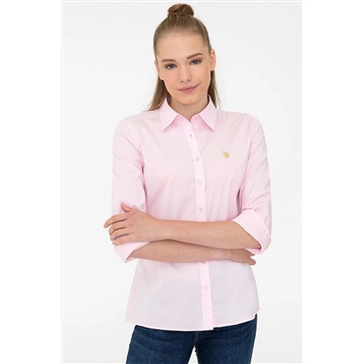 Kadın Pembe Uzun Kollu Basic Gömlek