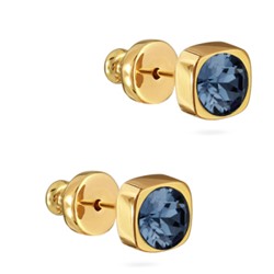 Пусеты Теннис (кристаллы SW джинс 4мм; покрытие золото), Есть комплект