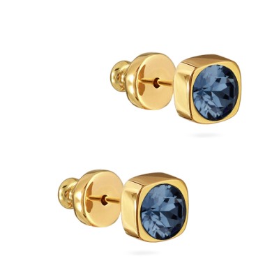 Пусеты Теннис (кристаллы SW джинс 4мм; покрытие золото), Есть комплект