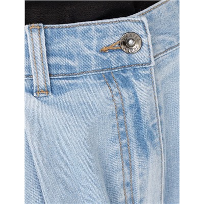 Широкие джинсы с защипами из эластичного денима средней плотности