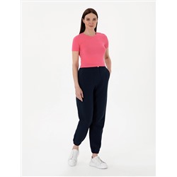 Pembe Regular Fit Crop Tişört