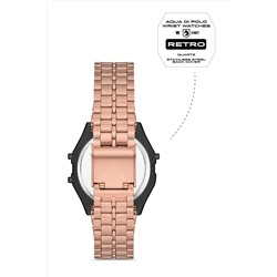 Aqua Di Polo 1987 Unisex Rose Gold Retro Çiçek Desenli Dijital Kol Saati Apwa034003