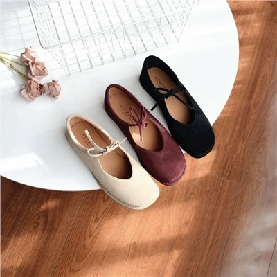 Женские замшевые балетки с завязками, экспорт в Россию  3 цвета