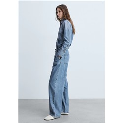 Jeans wide leg pinzas