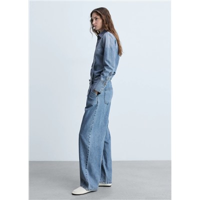 Jeans wide leg pinzas
