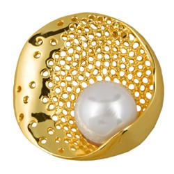 Брошь (Майорка 16мм белая; покрытие золото), Есть комплект