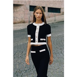 CONTRAST BOUCLÉ TROUSERS