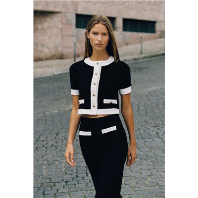 CONTRAST BOUCLÉ TROUSERS