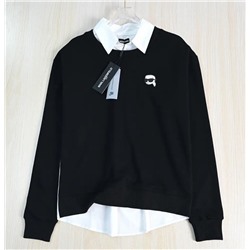 Женская хлопковая толстовка с имитацией воротника рубашки КАР*Л 😎