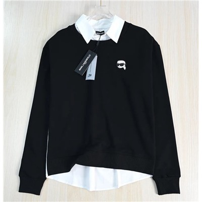 Женская хлопковая толстовка с имитацией воротника рубашки КАР*Л 😎