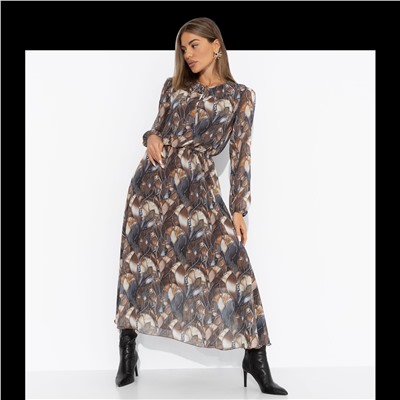 Платье нарядное на подкладе, Летящие мгновения (brown)