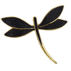Брошь Стрекоза (фианит черный; покрытие золото), Есть комплект