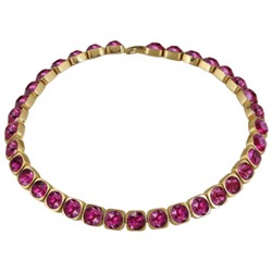 Колье Теннис (кристаллы SW фуксия 7мм; покрытие золото) 37-40см, Есть комплект