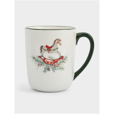 Кружка, 540 мл, керамика D, зеленая, Лошадка, Festival