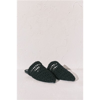 Sandalia mule crochet negra
