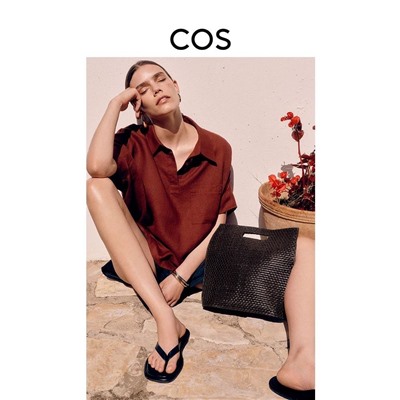 Женская свободная льняная рубашка поло 2 цвета КО*С