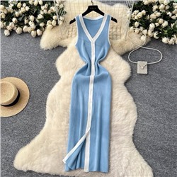 Трикотажное платье с контрастной окантовкой  6 цветов