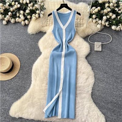 Трикотажное платье с контрастной окантовкой  6 цветов