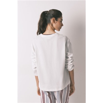 Camiseta manga 3/4 100% algodón blanco