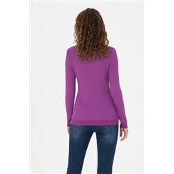 Kadın Violet Bisiklet Yaka Basic Kazak