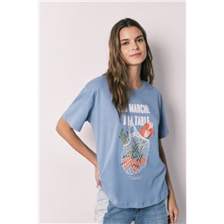 Camiseta manga corta 100% algodón azul